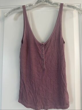 American Eagle Outfitters Mauve Ribbed Button-Front Tank